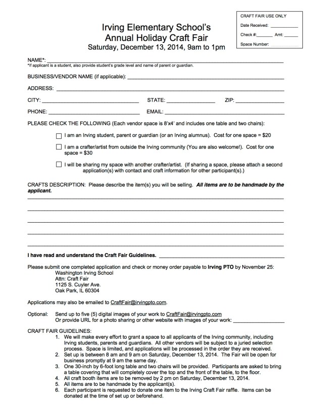 Craft Fair Application 2014