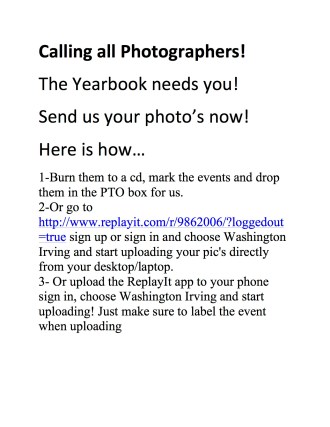Calling all Photographers