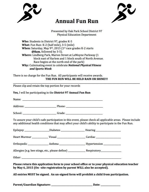Fun Run Sign Up - 2015