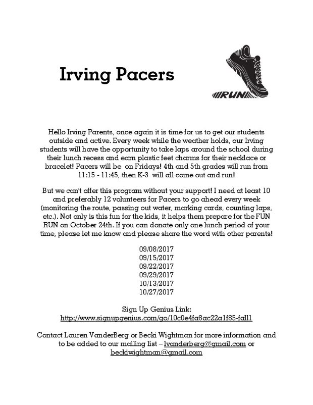 Irving Pacers Flyer