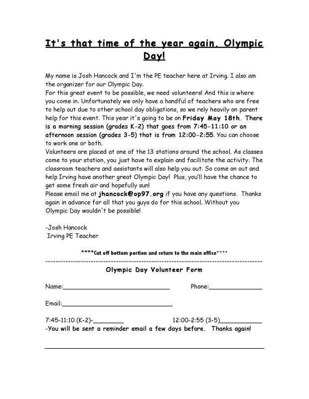 Volunteers email message